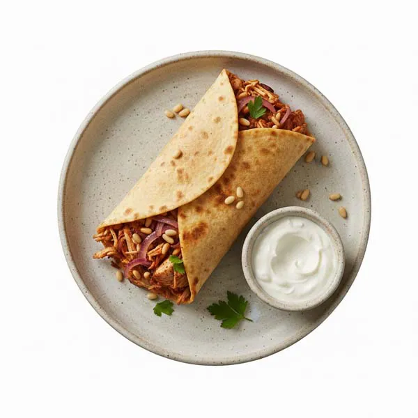 Sumac-Spiced Chicken Musahab Wrap With Garlic Toum